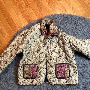ArteZen Vintage Patchwork Silk Quilted Reversible Jacket Size S